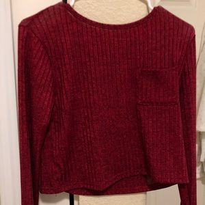 Red long sleeve crop top